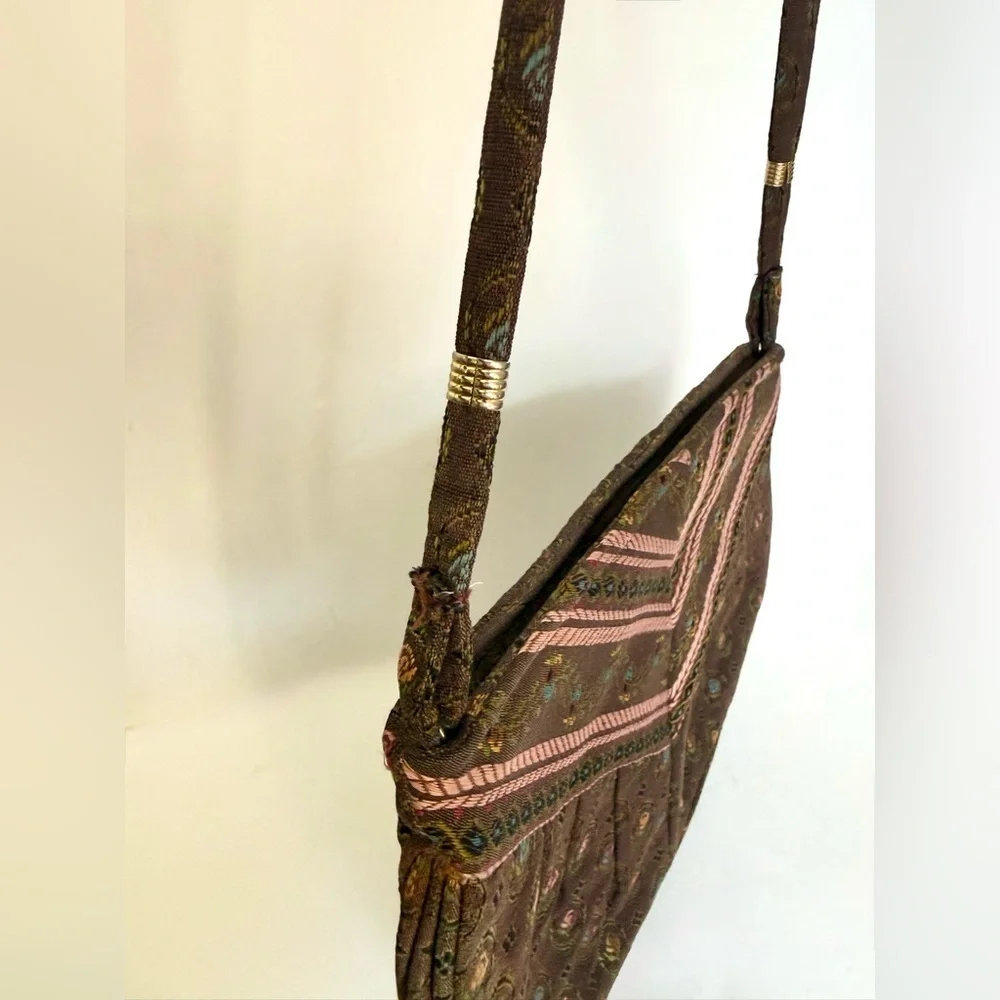 Vintage Theodor 1969s Tapestry Carpet Floral Embroidered Purse Bag